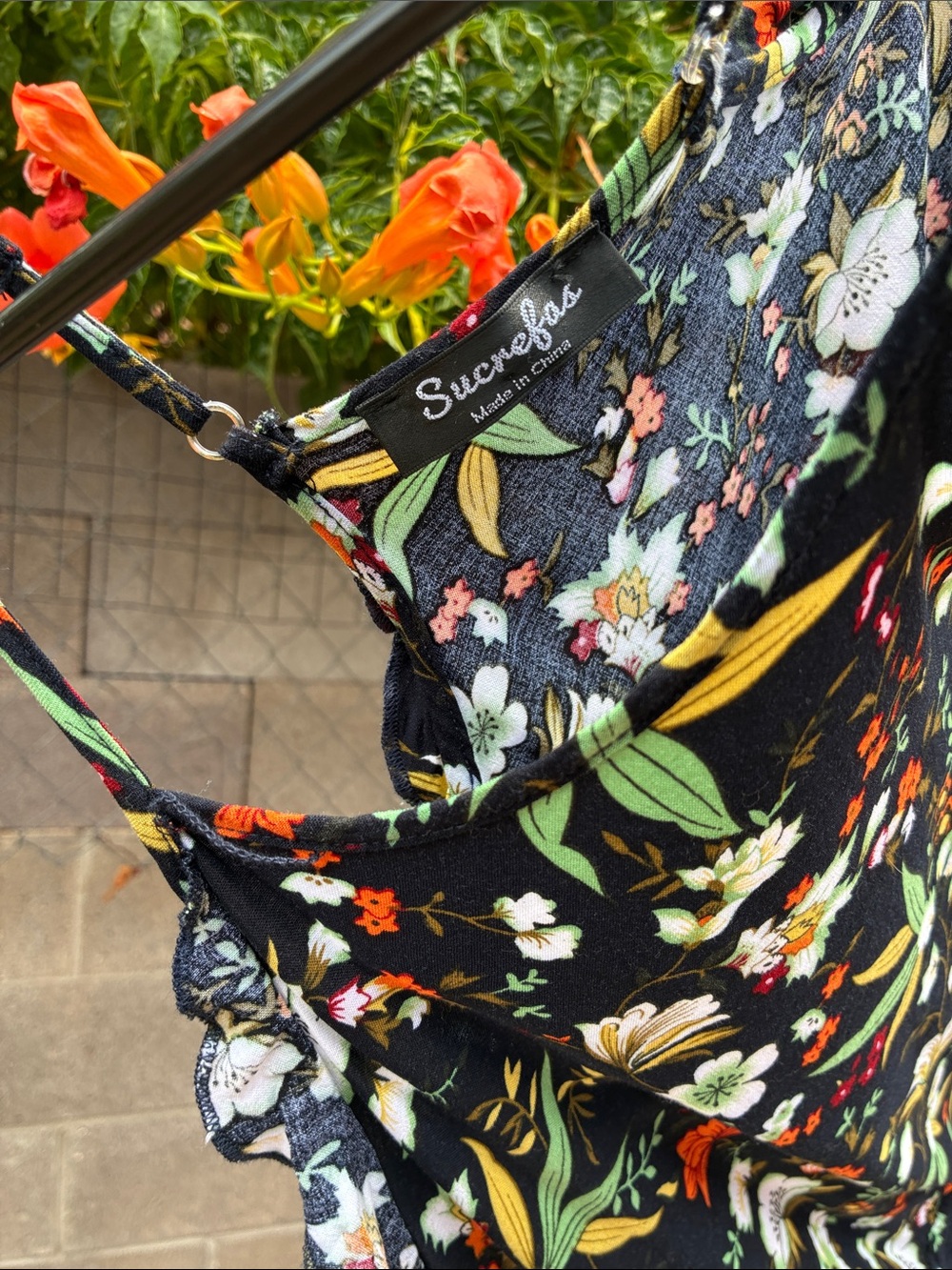 Sweetplus Floral Black Summer Dress